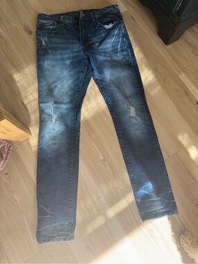 PRPS Men's Dark Blue Distressed Slim Jeans